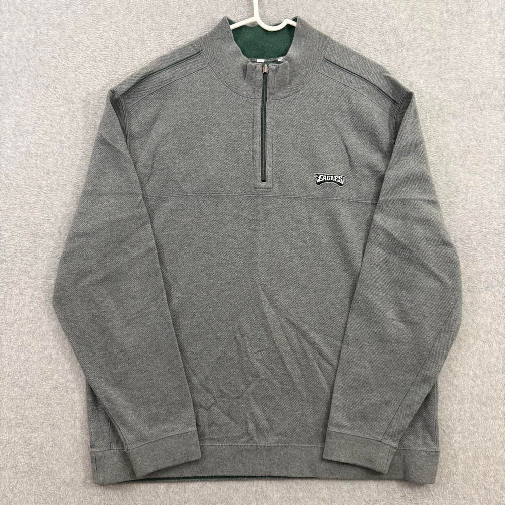 Tommy Bahama Philadelphia Eagles NFL Quarter Zip Pullover Men's Gray Green